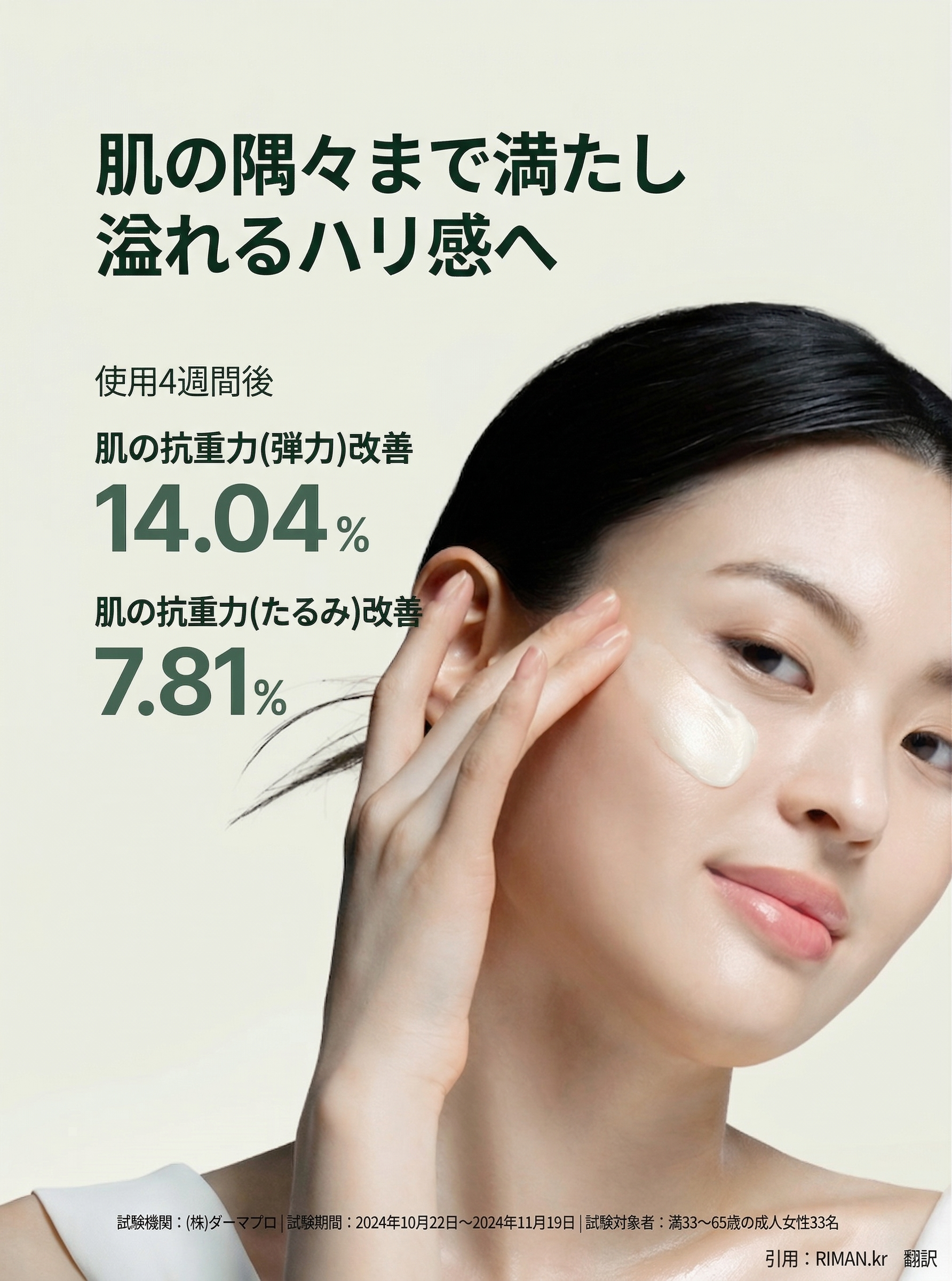 ダーマクリームによる即効性のあるハリ感